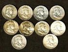 1948 thru 1958-d Ben Franklin .900 silver mixed lot 10 quality coins