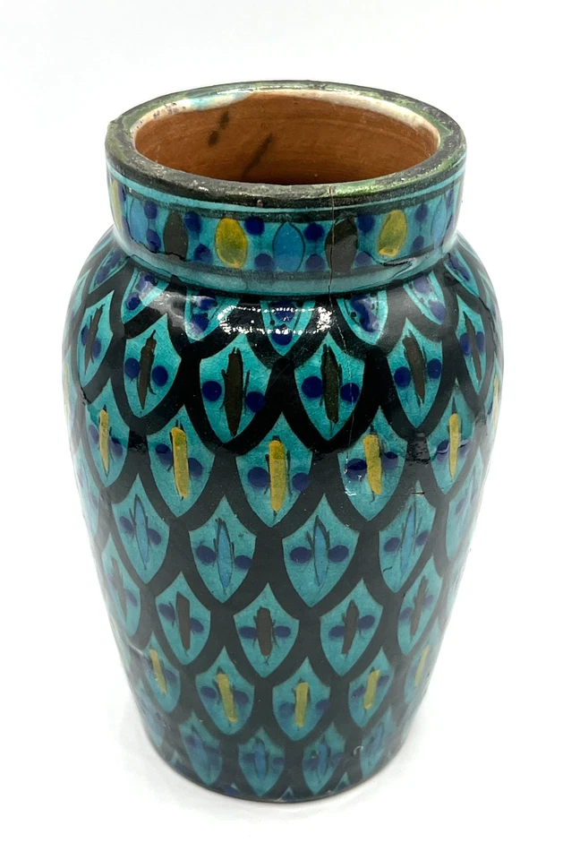 Vintage Moroccan Blue Safi Art Pottery Vase (FP113A) - Image 4 of 4