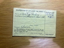 Australian Labour Exchange Registration of Applicant for work 1933 Approx 140x88