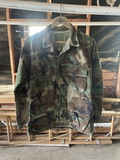 Vintage Woodland Camo Army Surplus Shirt, Long Sleeve, Button Up, Front Pockets