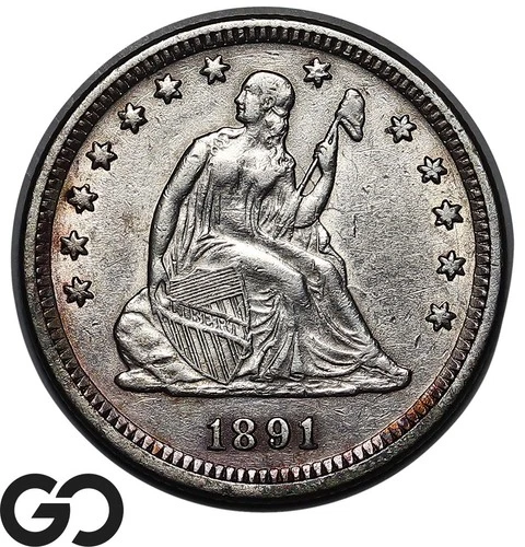1891 Seated Liberty Quarter, Nice Choice AU++ Silver 25c