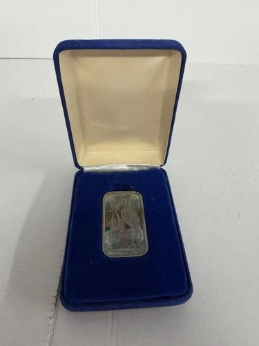 New Listing1 oz .999 Fine Silver Bar Stork Baby Birth Engraved Mary Ellen 1991