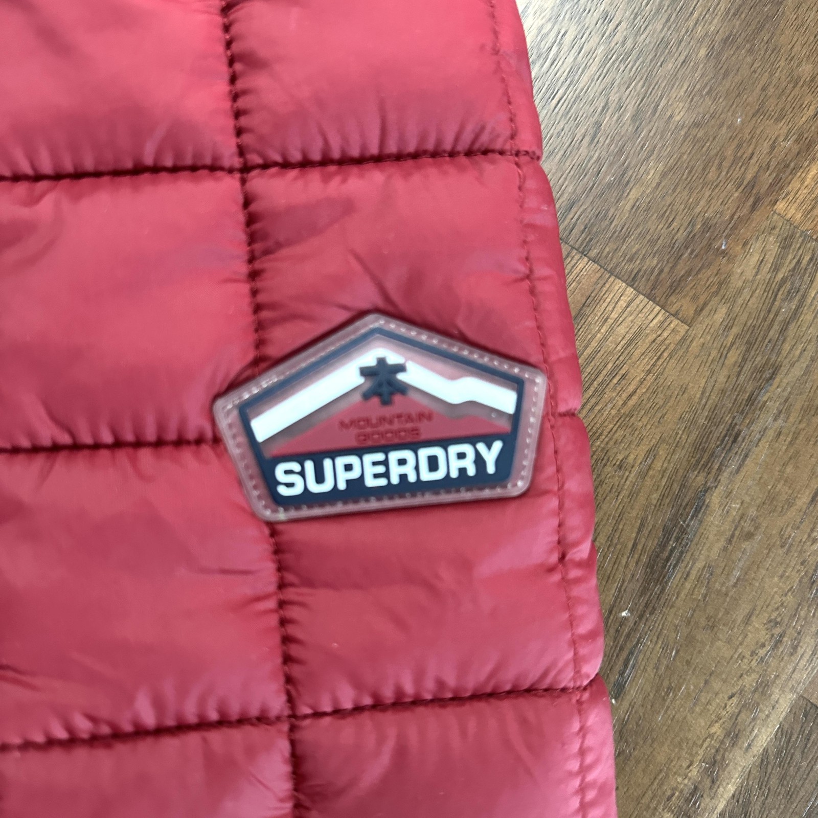 Superdry Jacket Mens Large Red Fuji Hooded Quilted Puffer Full Zip Insulated