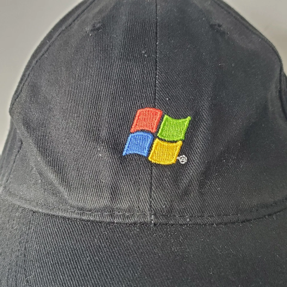 De colección Años 90 Microsoft Windows U Crew Gorra con Correa Gorra de Béisbol Universidad Universitaria Foto 3 de 4