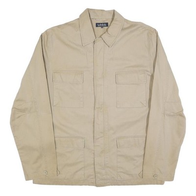 LOGG Herren Beige Baumwollmischung Knopf Jacke XL Uni Leicht Freizeit