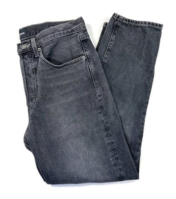 Edwin Jeans Hana Button Fly Classic Straight Crop Black Denim Size 27 Anthro