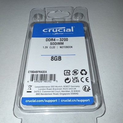 Crucial DDR4-3200 SO-DIMM DDR4 SDRAM 8GB 1 Module Memory CT8G4SFRA32A
