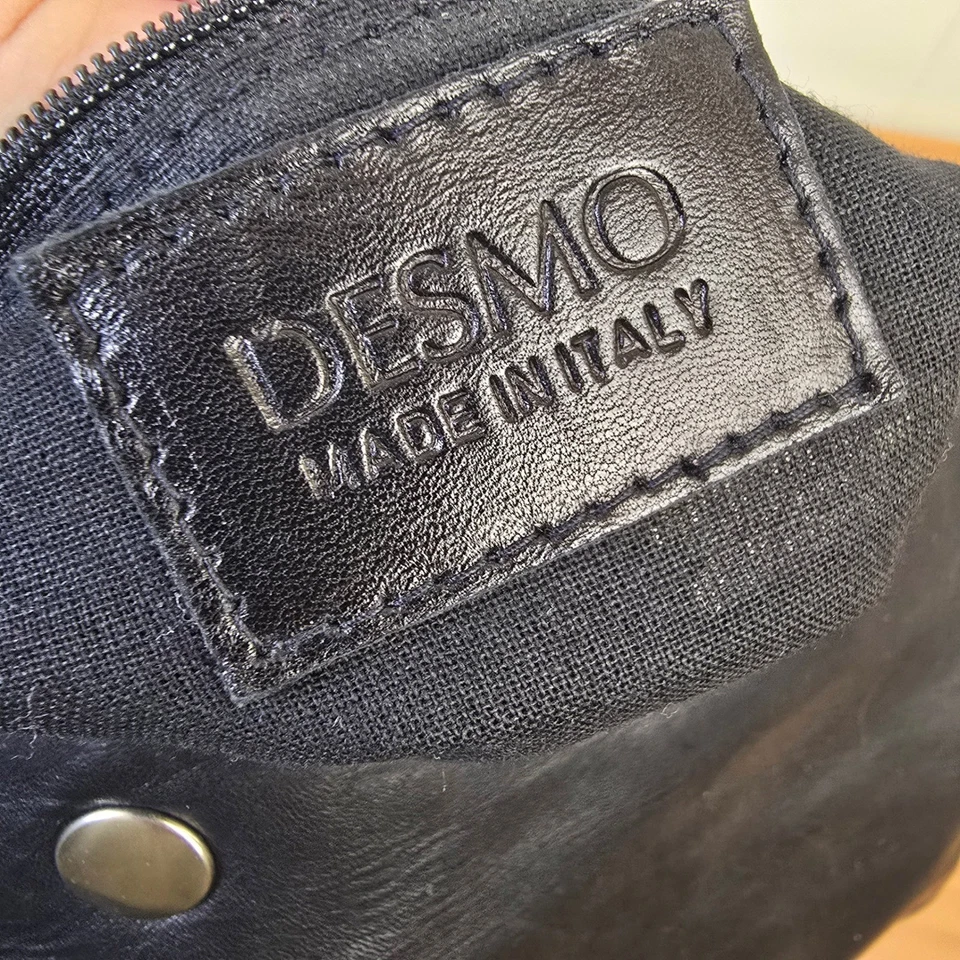 Bolso de Hombro DESMO Hecho en Italia Cuero Negro Detalle de Cadena Hobo Cartera Foto 4 de 4