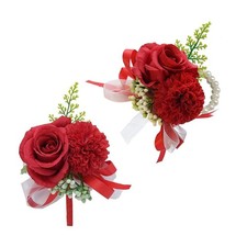 Wrist Corsage and Boutonniere Set for Bride Groom Bridesmaids Groomsmen Weddi...