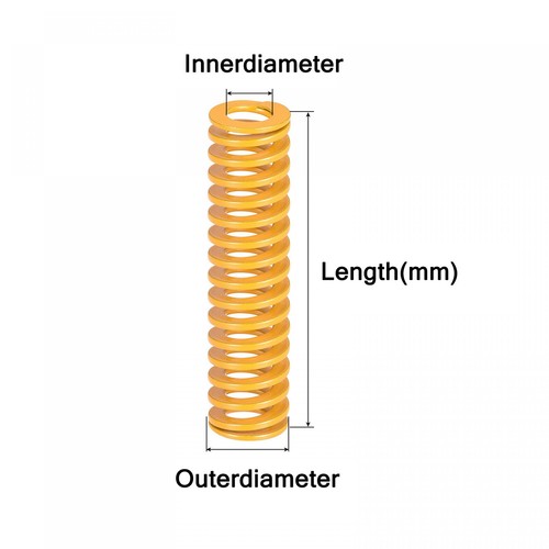 Yellow Lightest Load Compression Die Spring 6-50mm Diameter & Up To 500mm Long - Picture 3 of 13