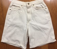 Vintage Chic Ivory Cotton Denim Jean Mom High Waist Shorts Size 12 28x8 USA