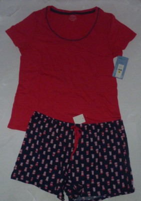NEW JOCKEY Women Ladies M Medium 2 piece Coffee Boxer PJ Set shirt NWT PK88