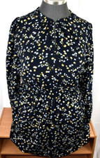LOFT Dress Plus Size XXL Dark Navy Blue Ditsy Floral High Neck Long Sleeve NWOT