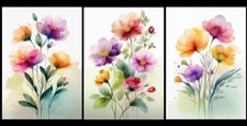 A3 Size Print Set of 3 Flowers Botanical Floral Wall Art Home Decor Poster