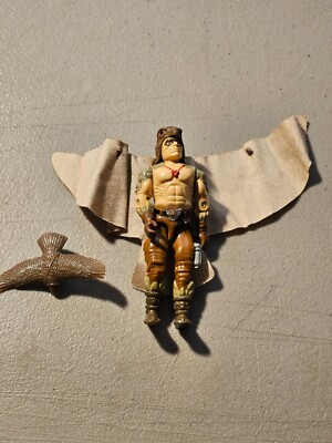 1987 G.I. JOE 3 3/4'' COBRA FALCONER RAPTOR FIGURE WITH WINGS AND FALCON
