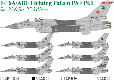 UpRise Decals UR72304 - DECAL F-16A/ADF Fighting Falcon PAF Pt.1 1/72