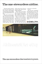 1968 DELTA AIR LINES ad THE ONE STEWARDESS AIRLINE advert airways DOUGLAS DC-8