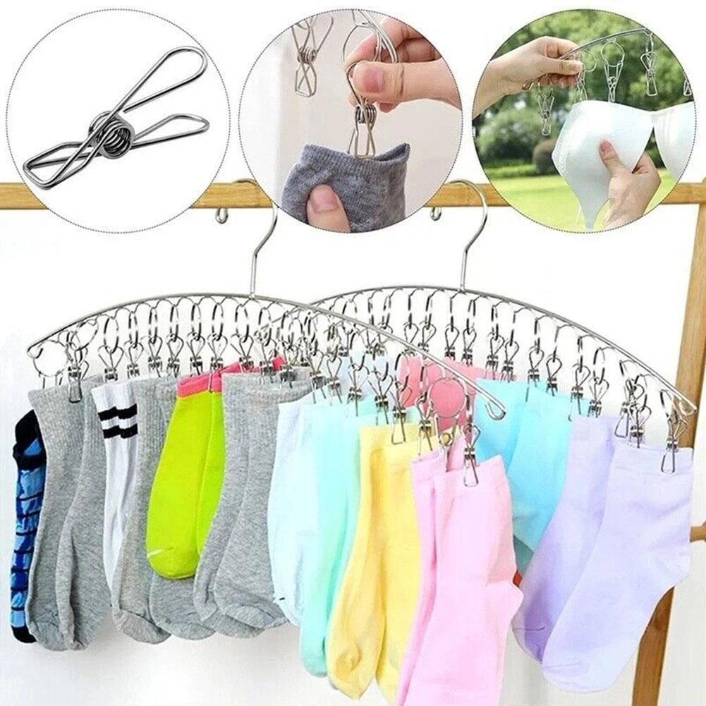 Sock Hanger Dryer Bra Laundry Drying Rack Clothes with Airer Clips DIY R9M1