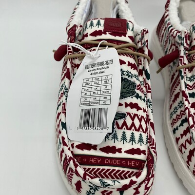 Hey Dude Wally Merry Fishmas Sweater Shoes Christmas Red  display picture 1