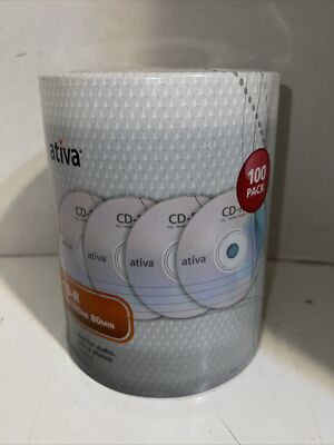 New Factory Sealed 100 PK Ativa CD-R 52x 700MB 80MIN