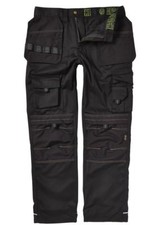 Apache Black Combat Cargo Work Wear Cordura Trousers Kneepad & Holster Pocket