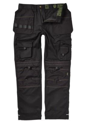 Apache Black Combat Cargo Work Wear Cordura Trousers Kneepad & Holster Pocket
