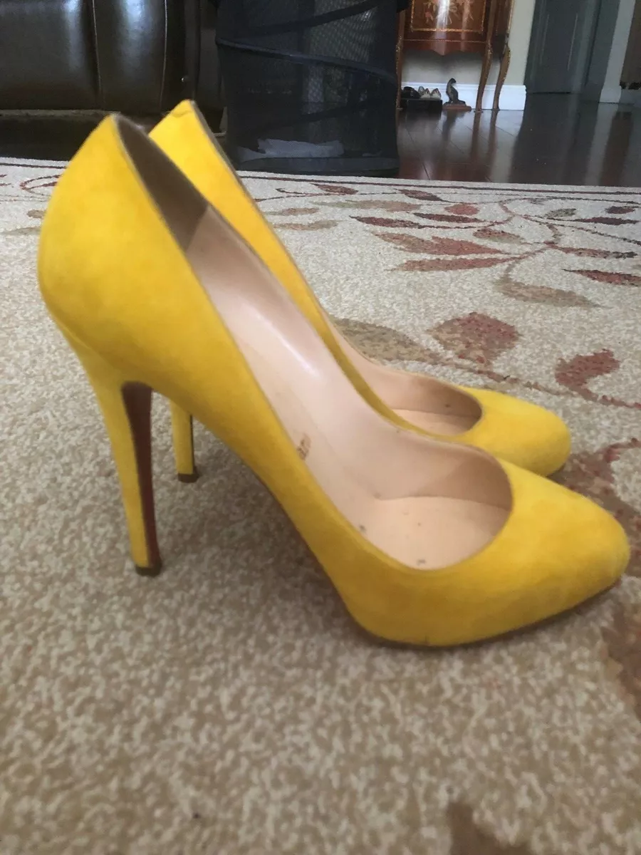 Christian Louboutin Yellow Suede Declic 120 39 Pump Heel Stiletto 8.5 9