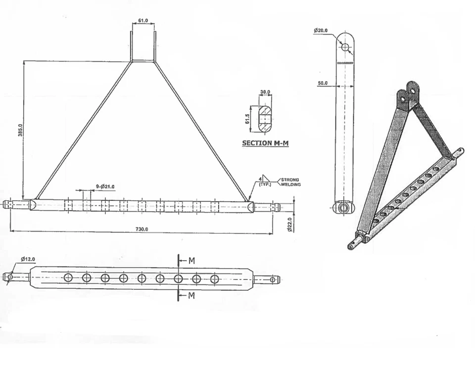 Ackerschiene Dreipunkt 730mm Kat.1 Verdrehsicherung Drehsicherung 🚜 Aufnahme - Bild 2 von 4