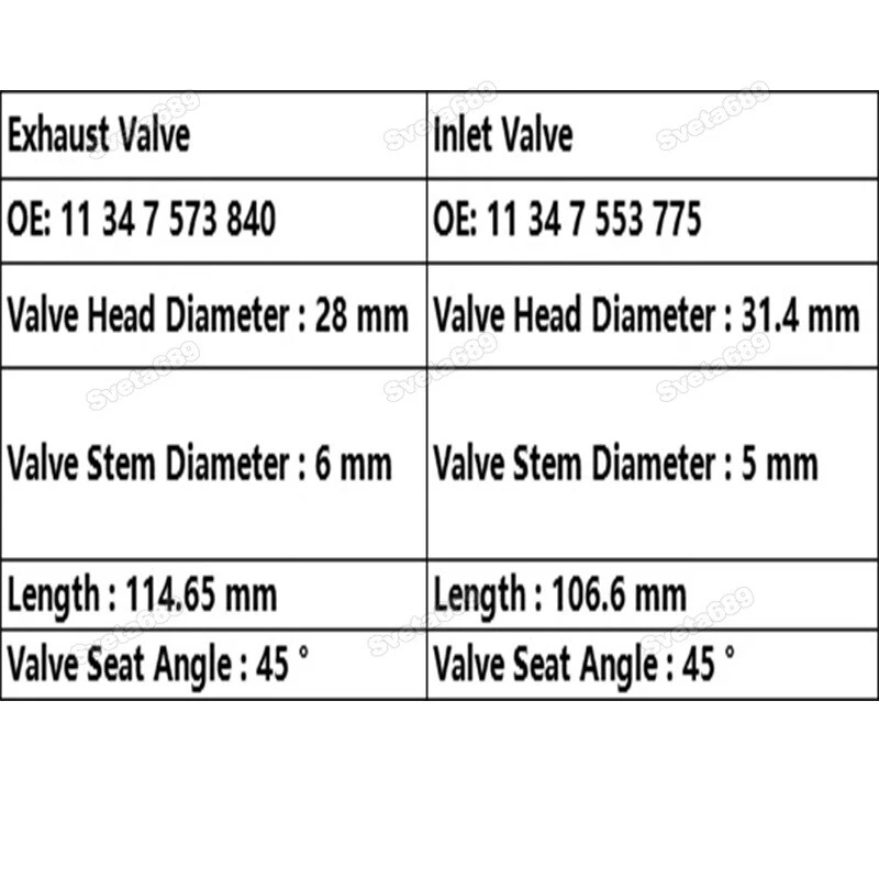 New Intake and Exhaust Valve 24PCS 11347553775 11347553776 For BMW 125i 135i — 第 3/4 张图片