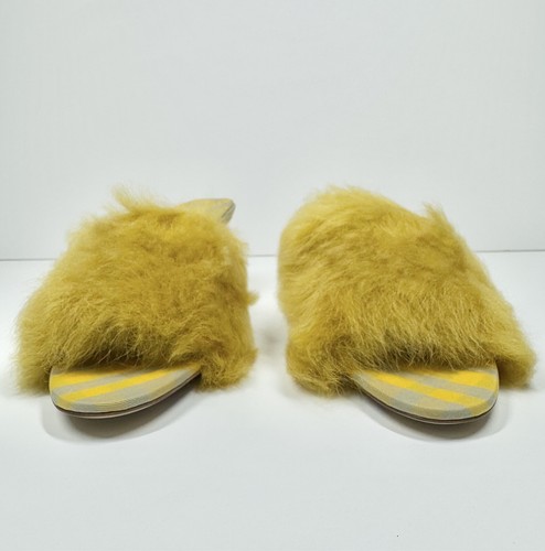 BURBERRY SANDALS MINNIE GENUINE SHEARLING SLIDE MUSTARD MANILLA WOMENS 38 US 8 - Picture 3 of 9