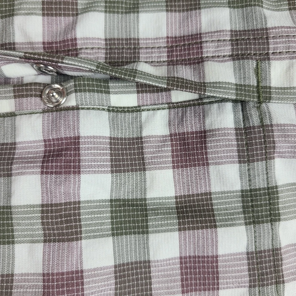 REI Co Op Shirt Mens XL Purple Green Plaid Sahara Outdoor Vented Button Up - Image 4 of 4
