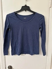 LOFT Long Sleeve T-Shirt Blouse - Blue Size S