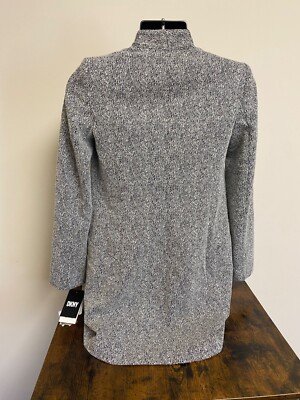 DKNY D Ring Closer Topper Jacket Notched Collar Black & White Size