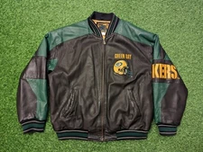 VTG G3 G-III Carl Banks Green Bay Packers 100% Full Genuine Leather Jacket XXL