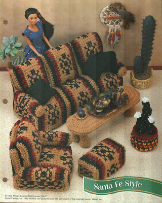 NEW SANTA FE STYLE FURNITURE FASHION DOLL ANNIE'S CROCHET PATTERN INSTRUCTIONS