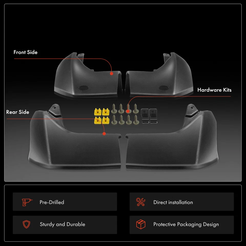 4 件装 Splash Guard 泥形挡板 右握 LH 适用于路虎 LR4 2010 - 2016 Discovery SUV — 第 3/4 张图片