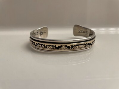 T.C. Case & Co Native American 14k Gold & Sterling Silver Story Teller Bracelet