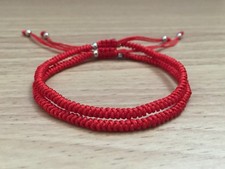 2PCS COUPLE SET - Lucky Red String Silver Adjustable Braided Shamballa Bracelet
