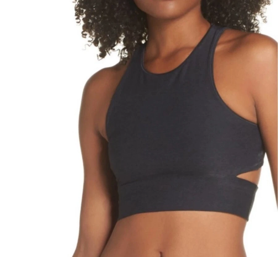 Outdoor Voices Charcoal Open Back Cut Out Sports Bra, Size Small