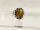 Vintage STERLING SILVER TIGERS EYE RING - SZ 7