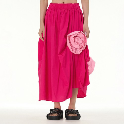 Sommer Damen unregelmäßig mittellang Rose Blumen Kleid locker blau Gummizug Röcke - Bild 18 von 28