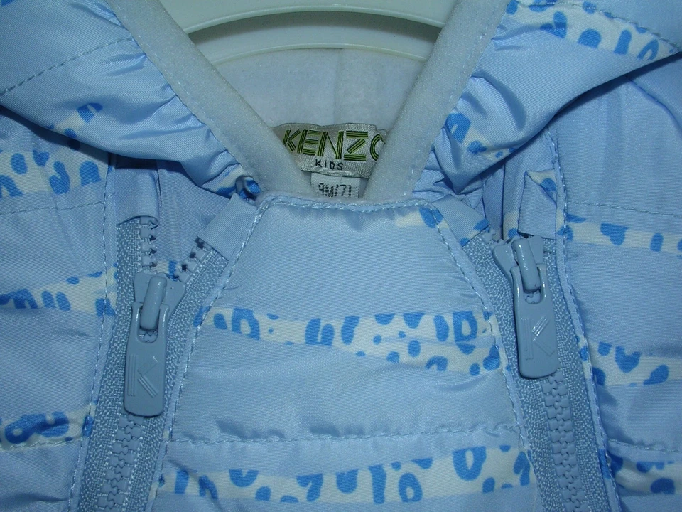 Kenzo Boys New Fleece Lined Blue White Snow Pram Suit Snowsuit Age 9 Months - Image 3 of 4