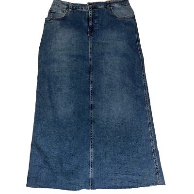 【BOK PLACE】Diagonal Cut Denim Long Skirt NWT Zara Long Denim Back Split Skirt Size XXL | eBay