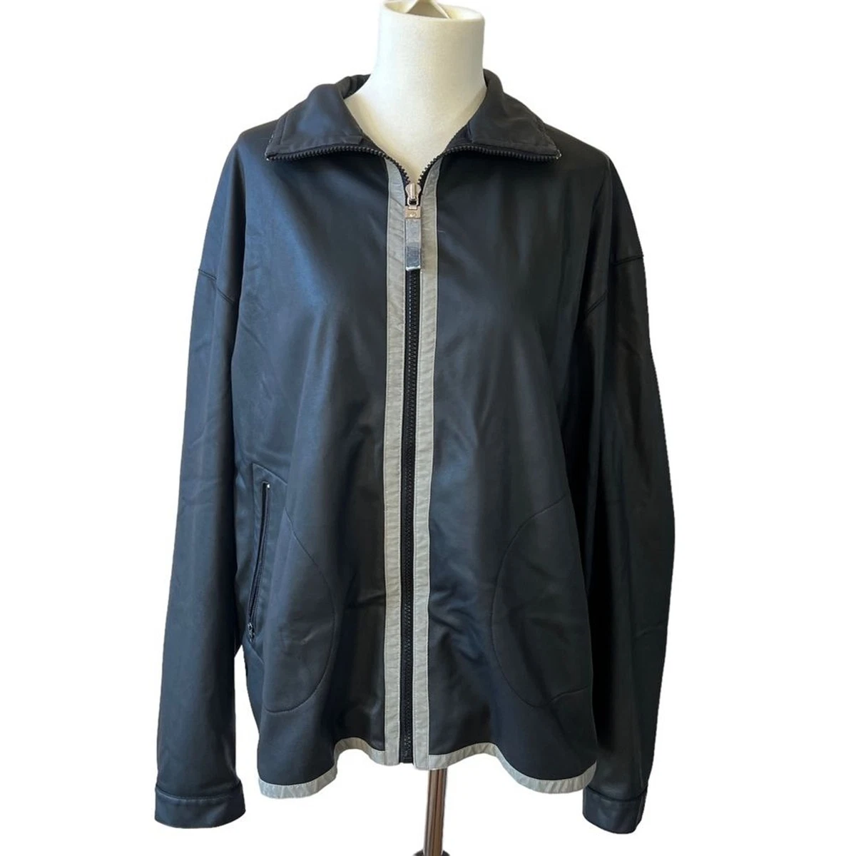 RALPH LAUREN POLO SPORT JACKET FULL ZIP VEGAN LEATHER FEEL POCKETS