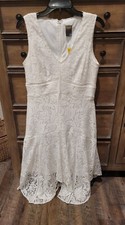 Taylor White Lace Handkerchief Hem Dress, Size 10