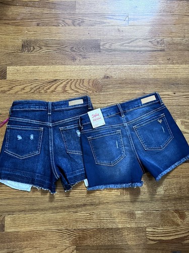 Justice Sparkle Destructed Soft Stretch Medium Wash Denim Shorts Size 14 NEW - Picture 5 of 7