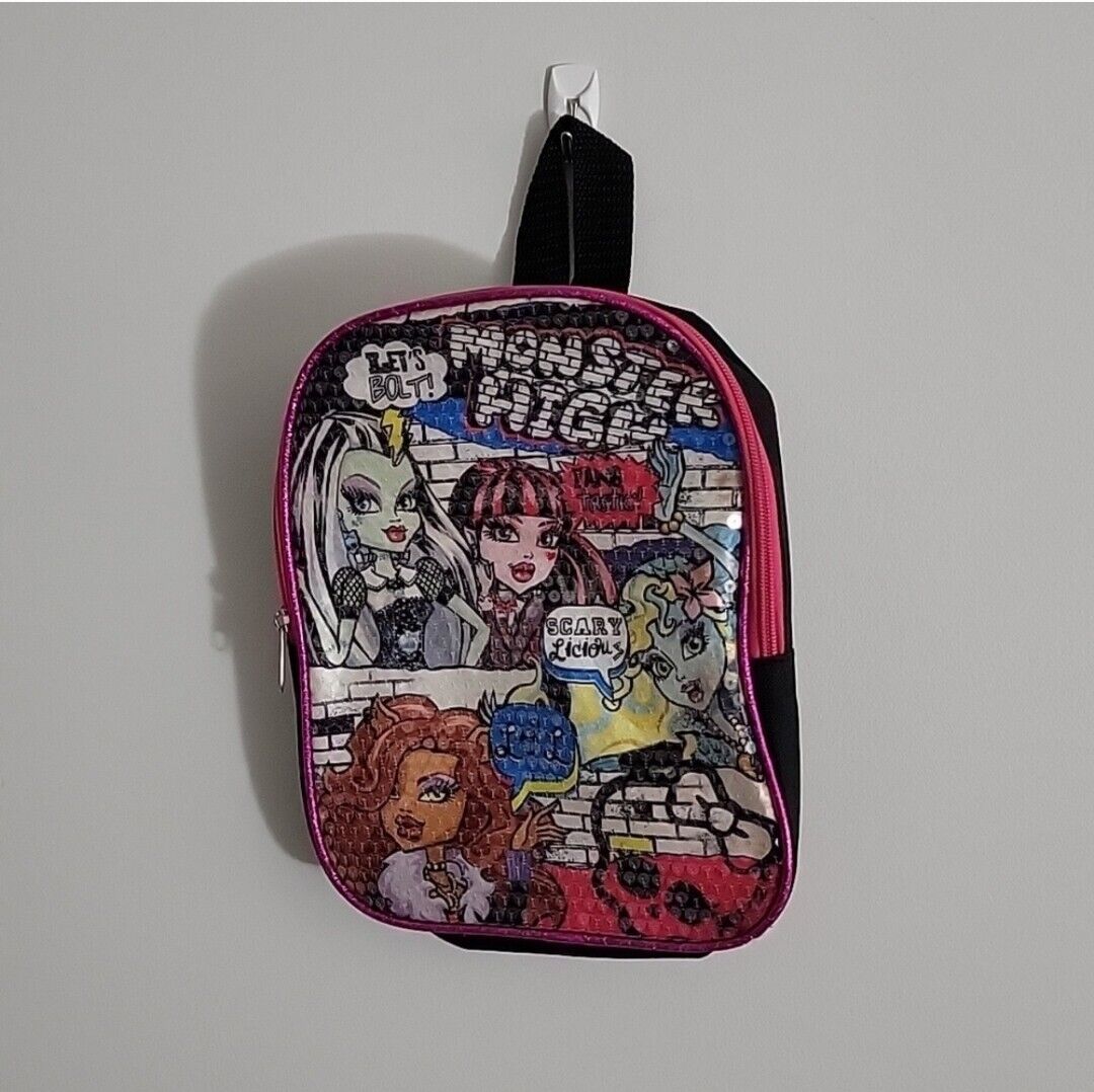 Monster High G1 style ghouls clear sequins blue pink black girls Mini backpack
