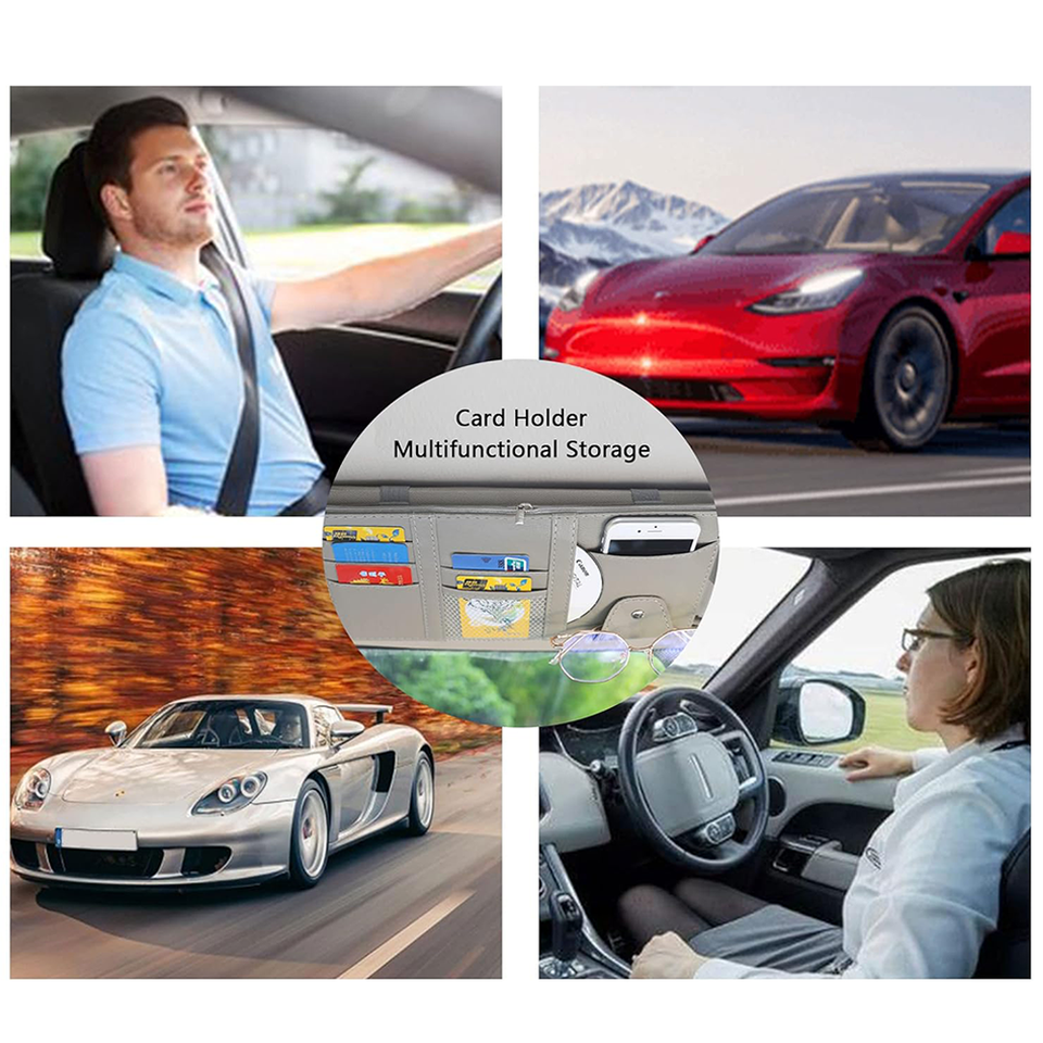 Car Sun Visor Organizer Pouch Bag Muti Pocket Card Storage - Foto 9