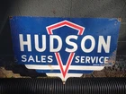 VINTAGE LARGE HUDSON PORCELAIN SIGN OLD AUTO DEALER ADVERTISING SALES & SERVICE