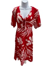 Monsoon Orange Tie Front Leaf Dress - Small *NEW* RRP £70